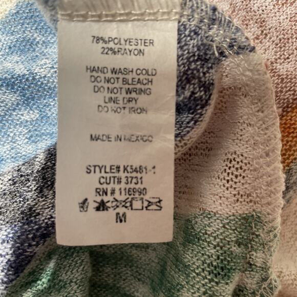 Ginger G Open Front Cardigan Sweater Women's Med Multicolor Stripes Lightweight - Picture 5 of 5